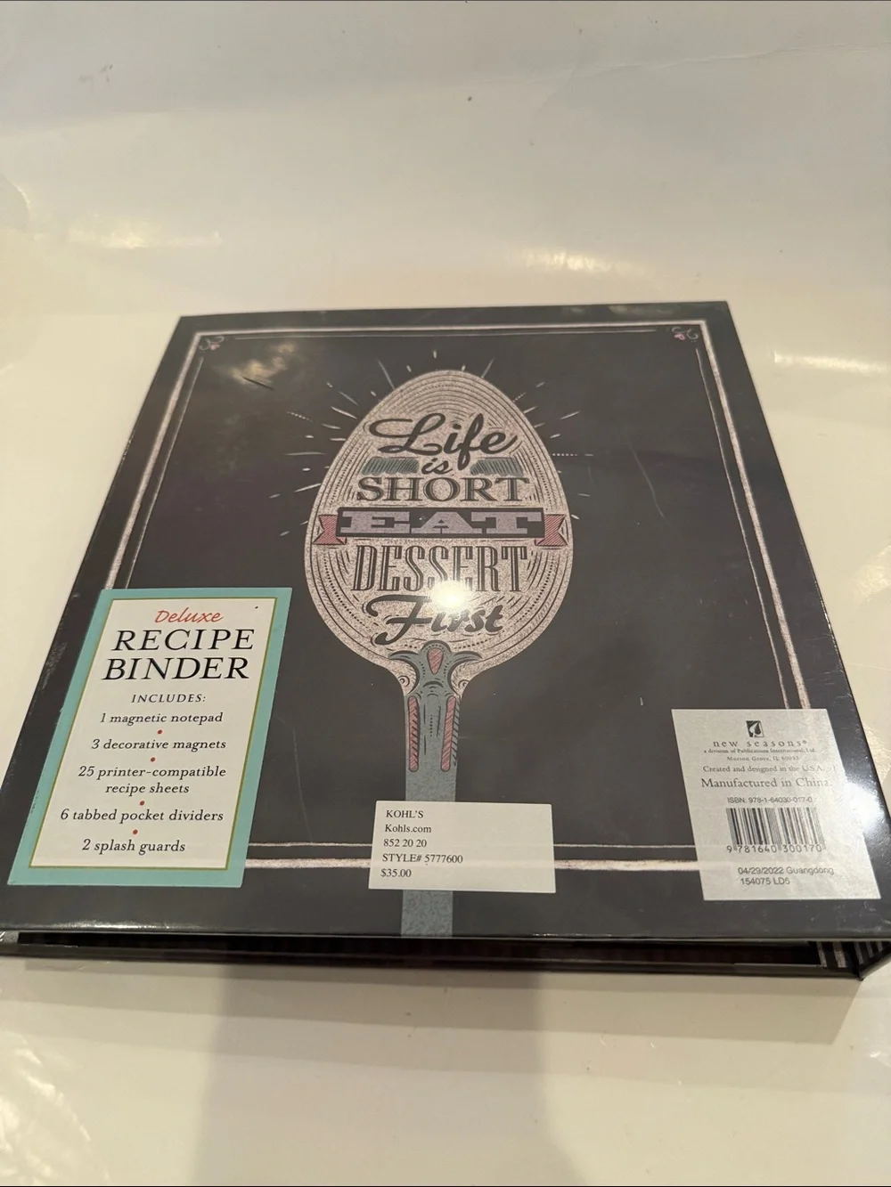 NWT New Seasons Deluxe Recipe Binder Style 'Favorite Recipes' - Black